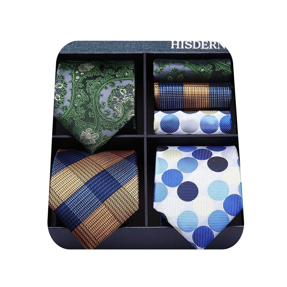 7373 Lot 3 PCS Classic 's Tie Set Necktie & Pocket Square Elegant Neck Ties